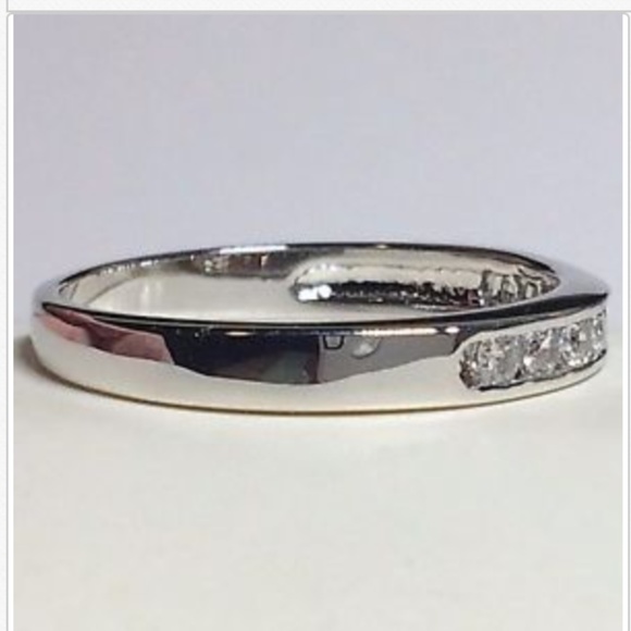 Silver Rhodium Anniversary Ring Eternity Size 10 - Picture 5 of 8